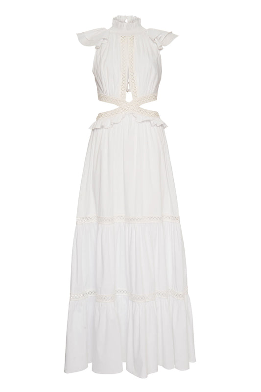 VESTIDO LONGO RECORTES SOFT 60'S BRANCO
