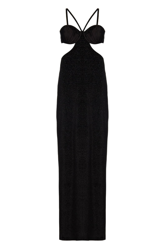 VESTIDO LONGO VELUDO WOOF PRETO