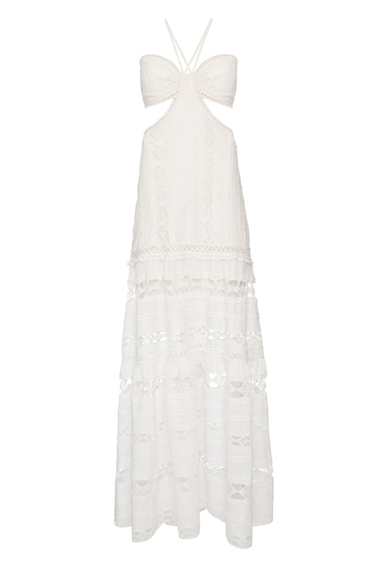 VESTIDO LONGO RECORTES LIGHT LAISE OFF WHITE