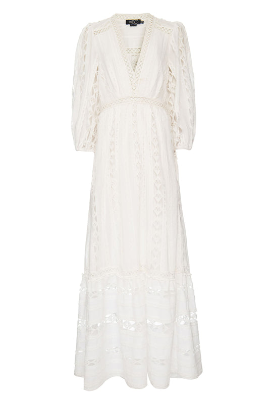 VESTIDO LONGO ENTREMEIO VAZADO LIGHT LAISE OFF WHITE