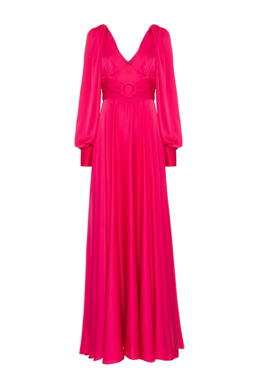 VESTIDO LONGO CETIM STATEMENT PINK