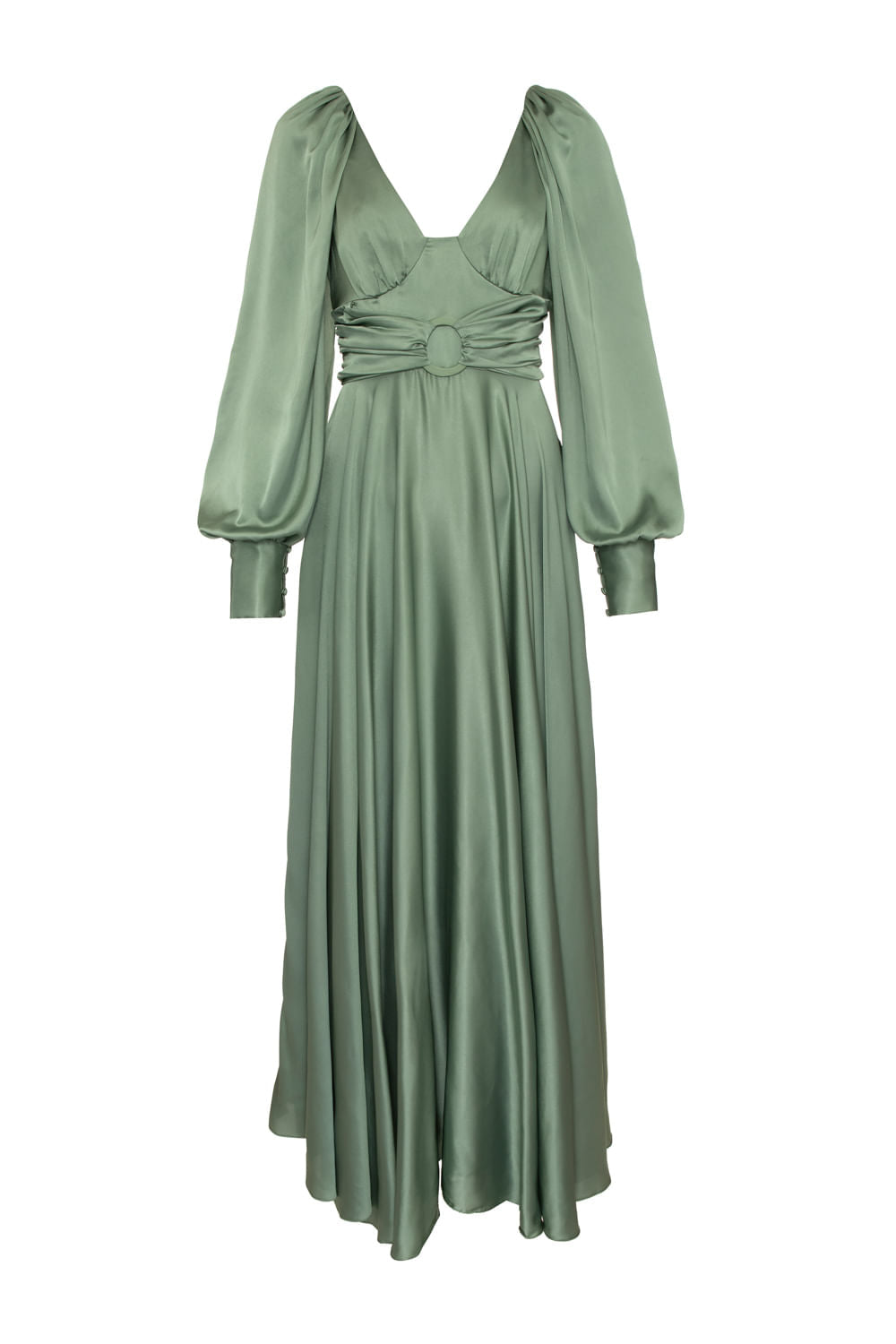 VESTIDO LONGO CETIM STATEMENT VERDE