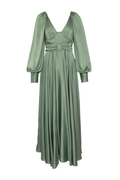 VESTIDO LONGO CETIM STATEMENT VERDE