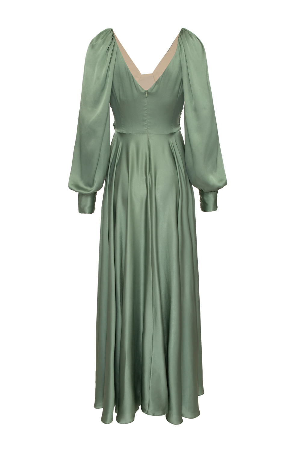 VESTIDO LONGO CETIM STATEMENT VERDE