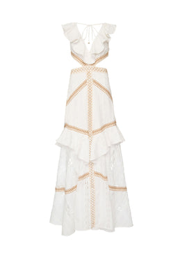 Vestido longo entremeio light laise off white