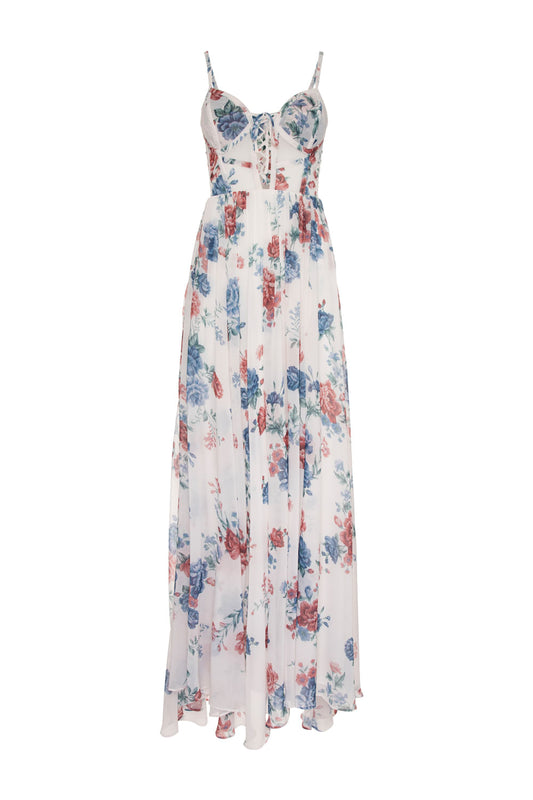 VESTIDO LONGO FLORAL OLGA  OFF WHITE
