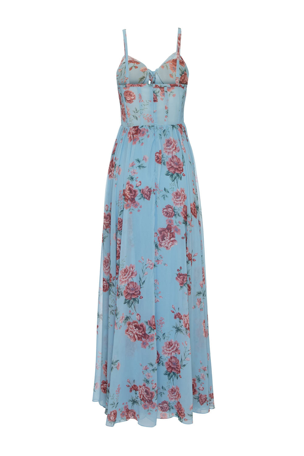 VESTIDO LONGO FLORAL OLGA  AZUL
