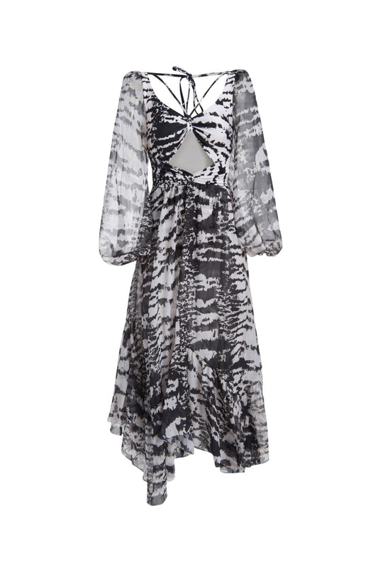 VESTIDO LONGO GRÁFICO GEORGI OFF WHITE