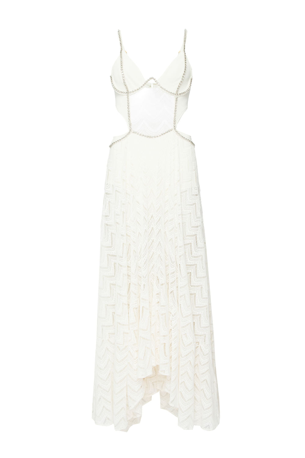 VESTIDO LONGO TELA ASSIMÉTRICO  OFF WHITE