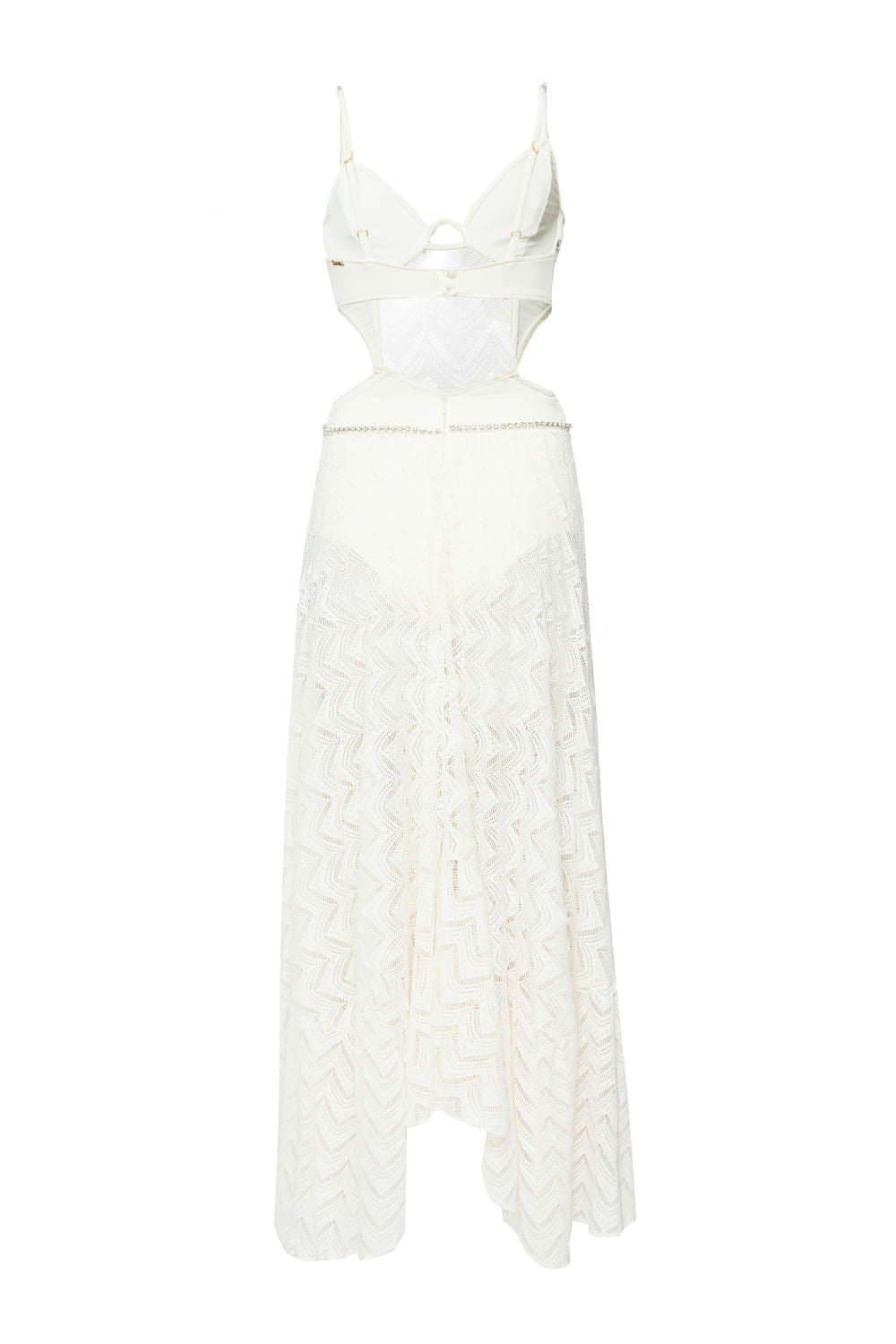 VESTIDO LONGO TELA ASSIMÉTRICO  OFF WHITE