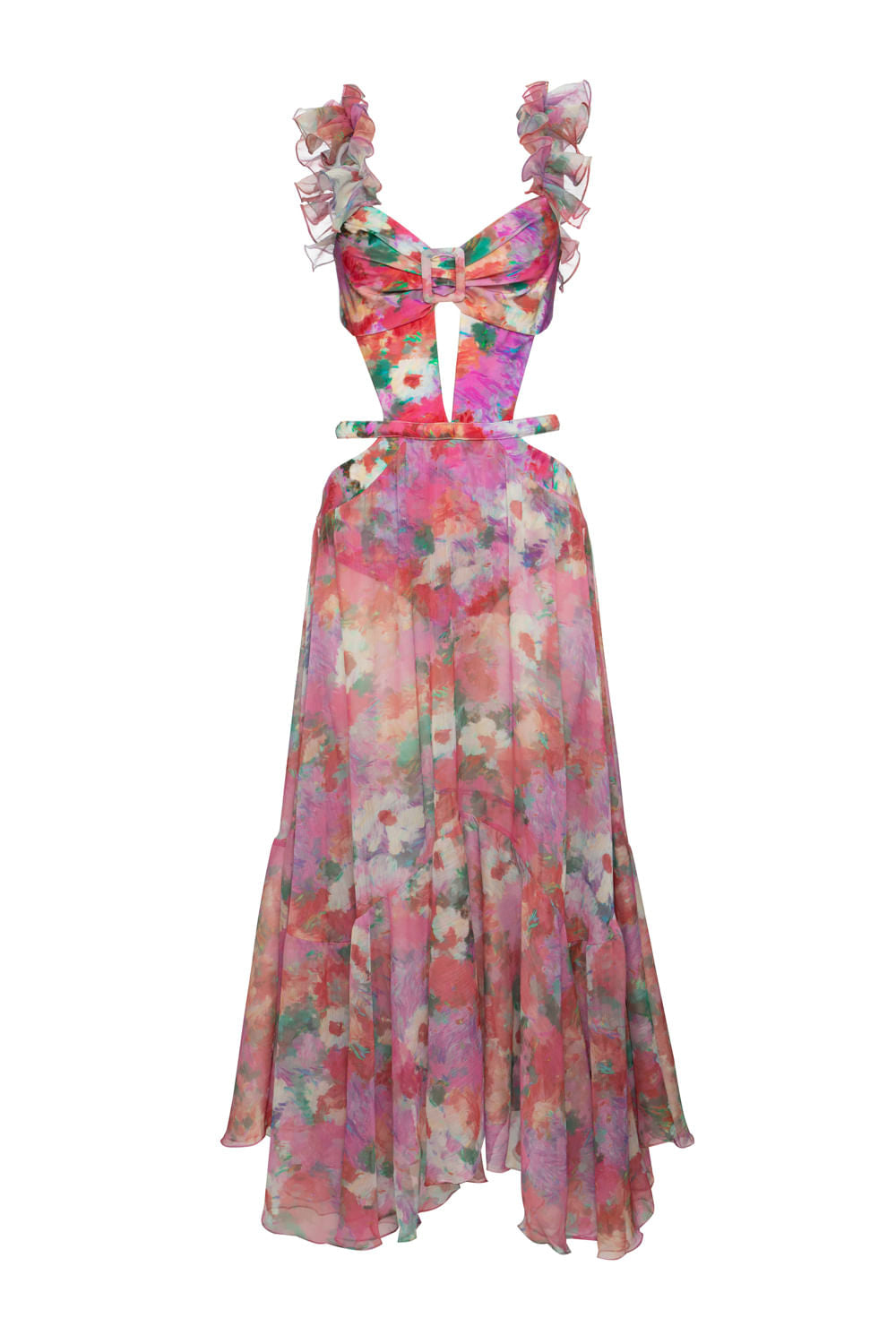 VESTIDO LONGO FIVELA GARDEN COSMOS ROSA