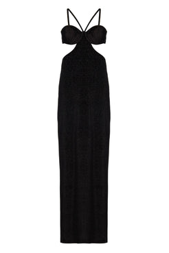 VESTIDO LONGO VELUDO WOOF PRETO