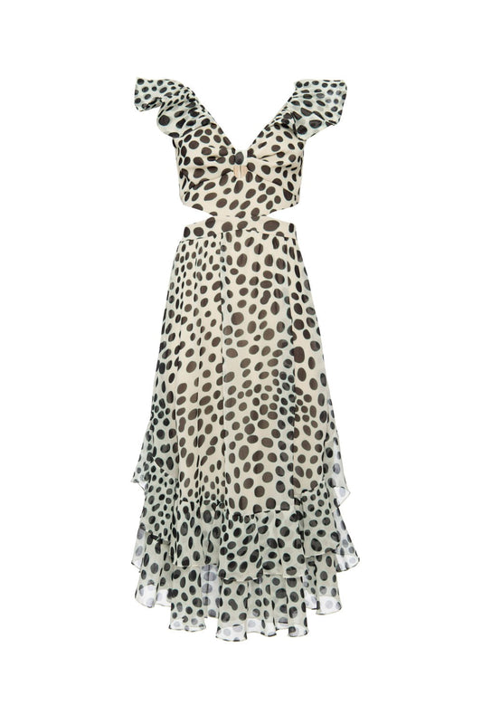 VESTIDO MÍDI RECORTES POÁ BOSSA OFF WHITE