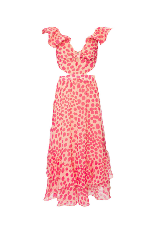 VESTIDO MÍDI RECORTES POÁ BOSSA ROSA