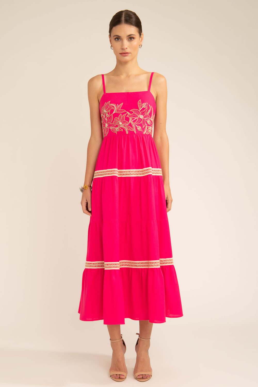 Vestido mídi entremeio scape pink