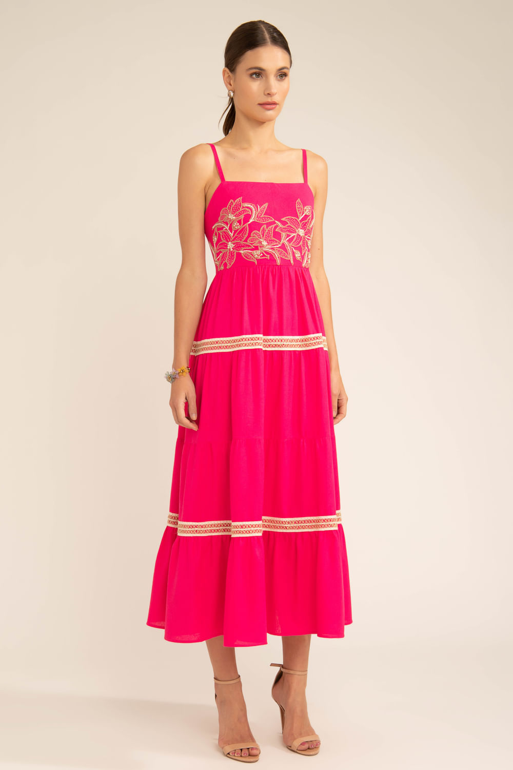Vestido mídi entremeio scape pink