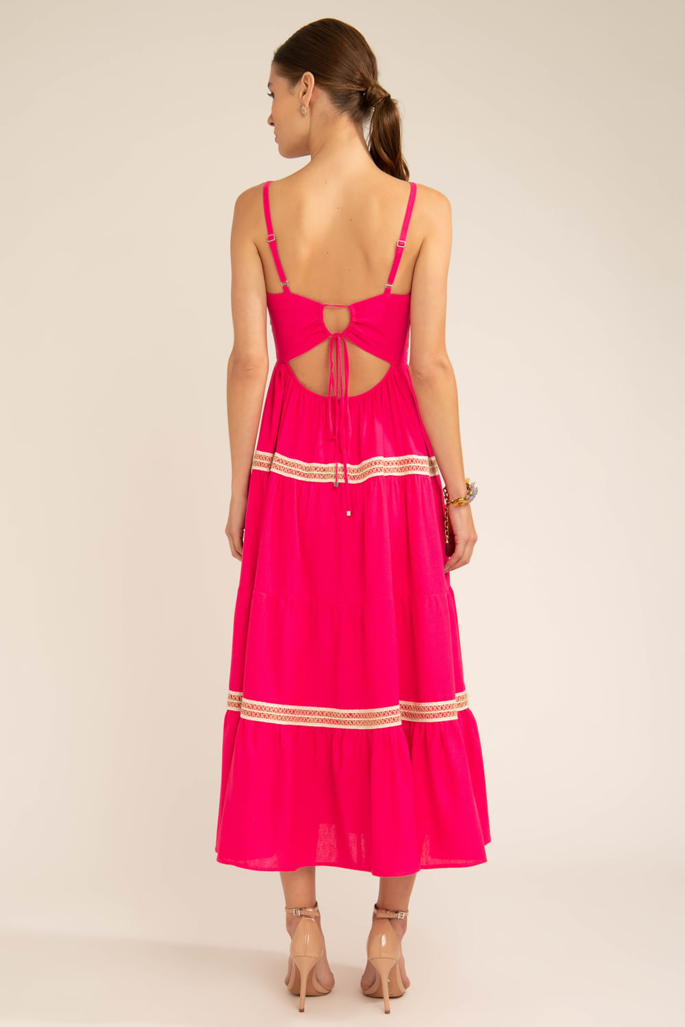Vestido mídi entremeio scape pink