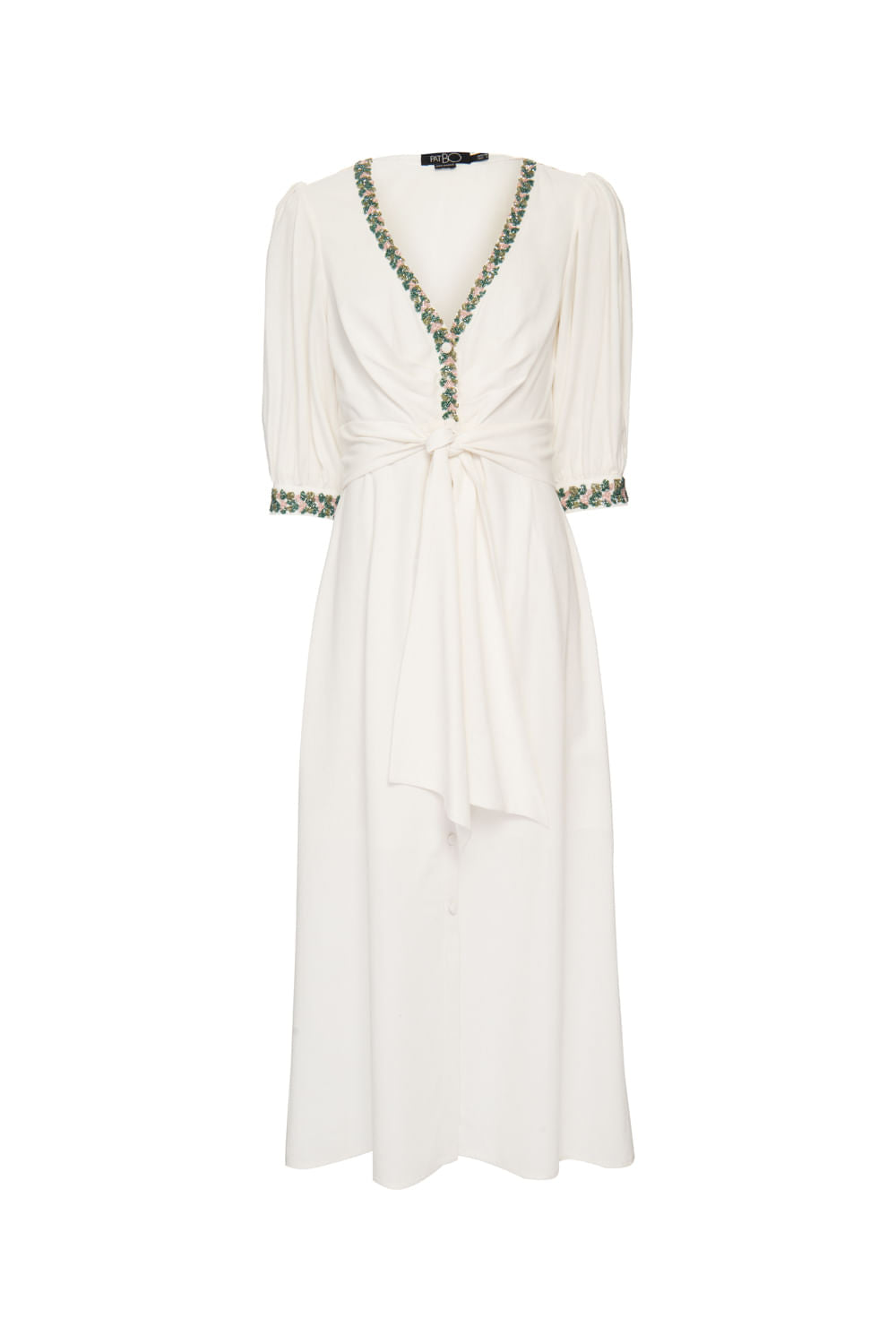 Vestido mídi bordado scape off white