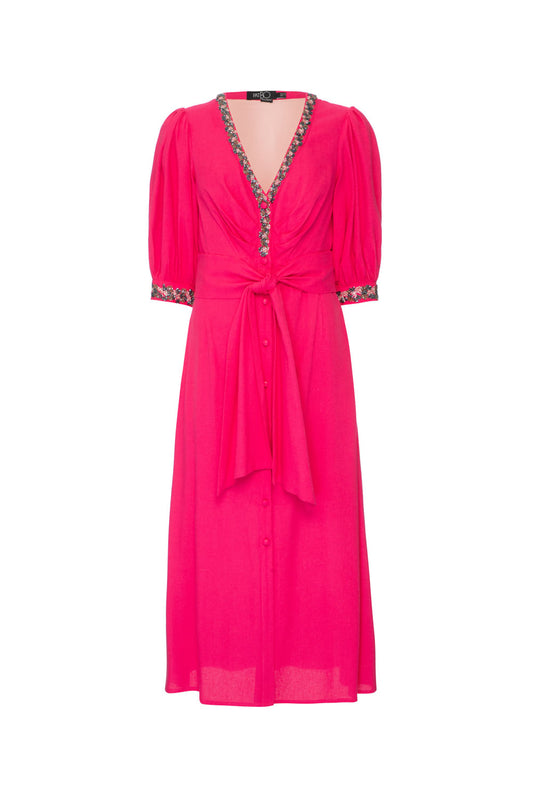 Vestido mídi bordado scape pink