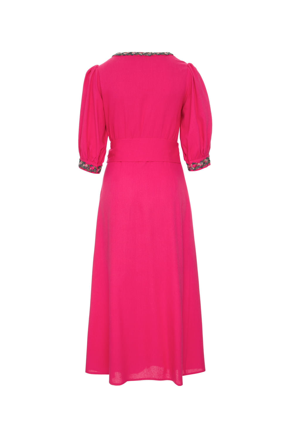 Vestido mídi bordado scape pink