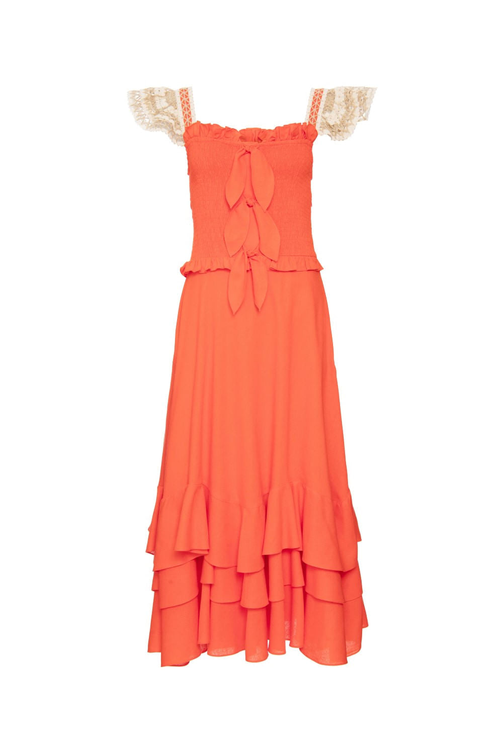 Vestido mídi nó desert laranja