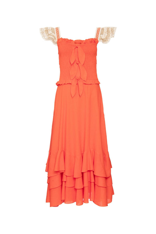 VESTIDO MÍDI NÓ DESERT LARANJA