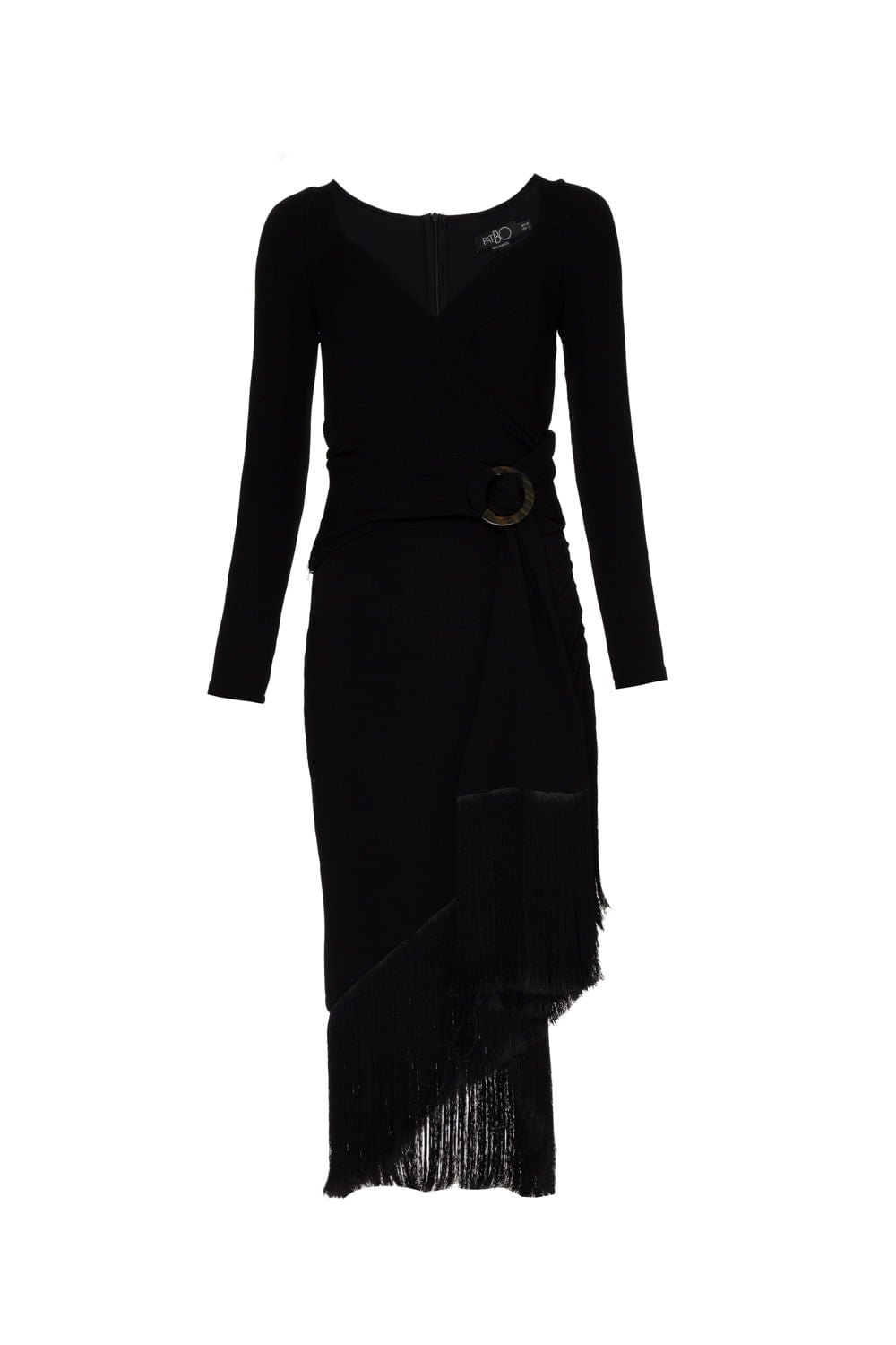 VESTIDO MÍDI ASSIMÉTRICO GEMINI PRETO