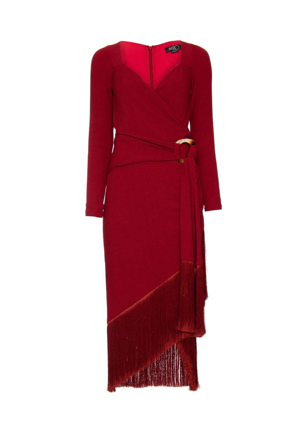 VESTIDO MIDI GEMINI COM DECOTE CORAÇÃO VERMELHO