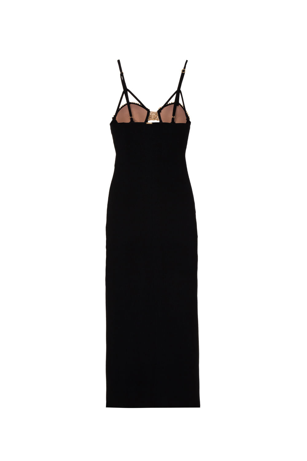 VESTIDO MÍDI BUSTO BORDADO GEMINI PRETO