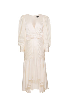 VESTIDO MÍDI CETIM STATEMENT OFF WHITE