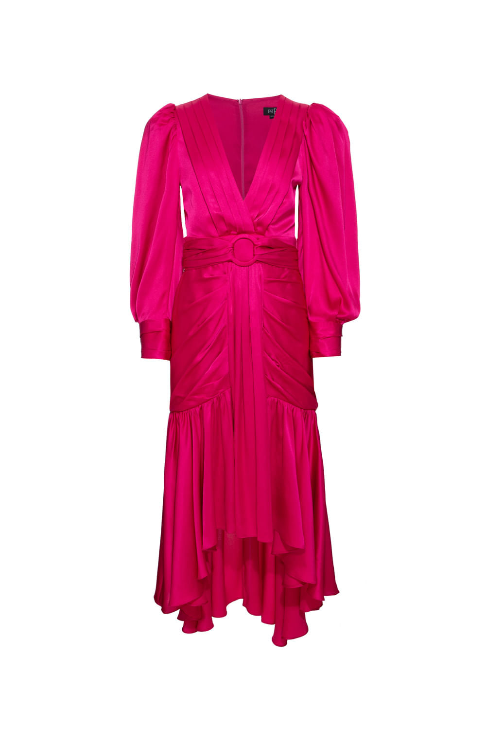 VESTIDO MÍDI CETIM STATEMENT PINK