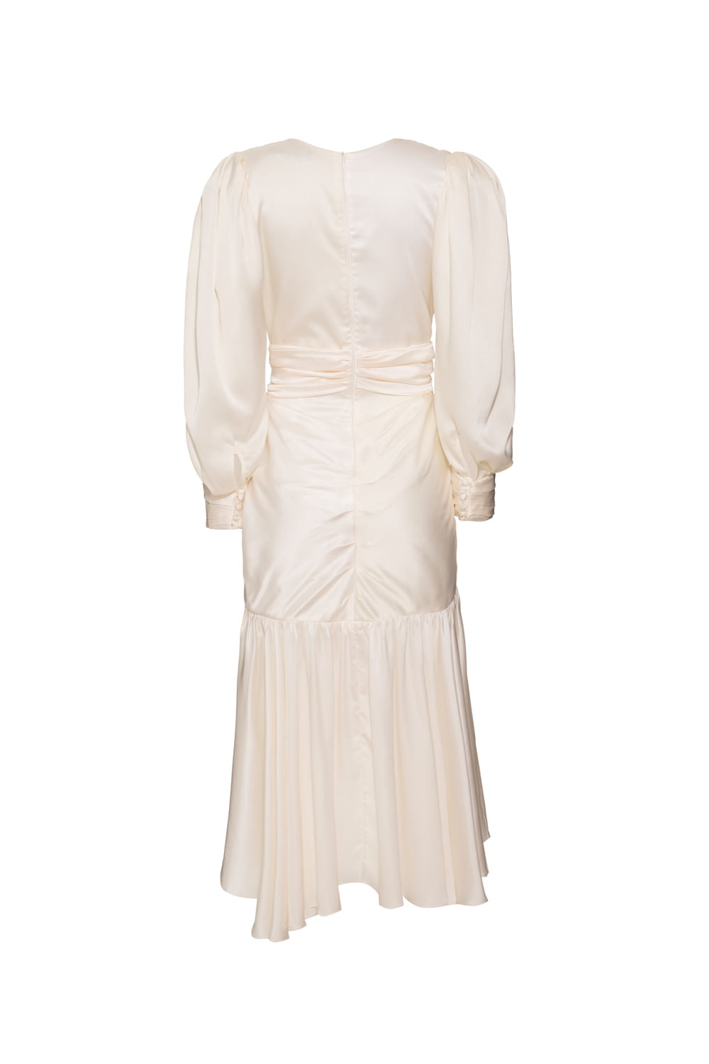 VESTIDO MÍDI CETIM STATEMENT OFF WHITE