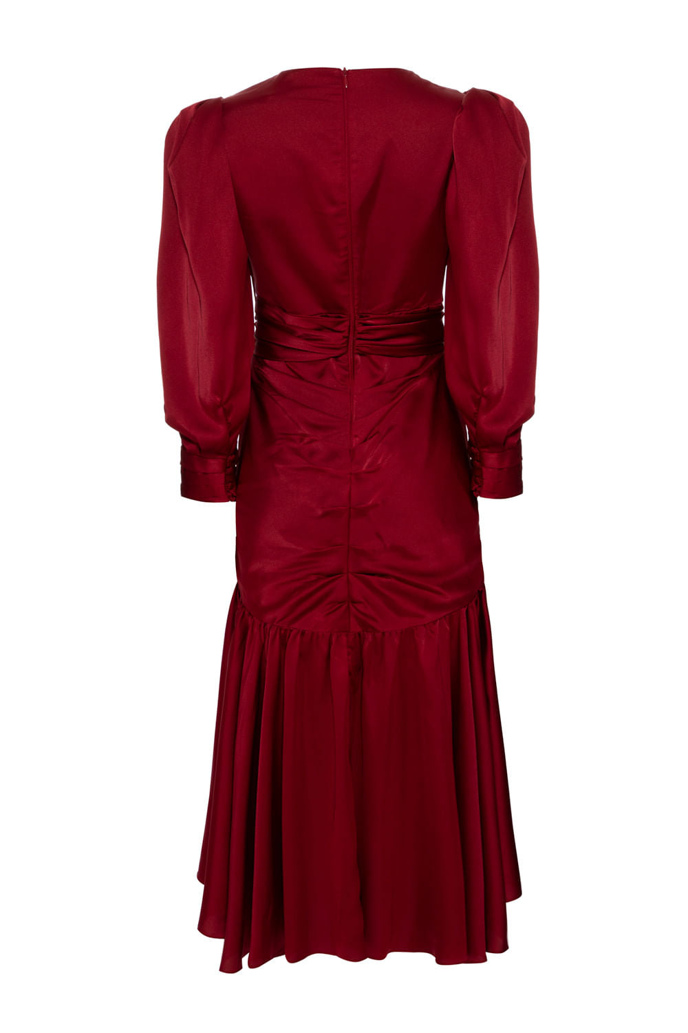VESTIDO MÍDI CETIM STATEMENT VERMELHO