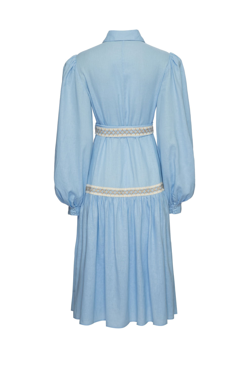 VESTIDO MÍDI LINHO ENTREMEIO AZUL