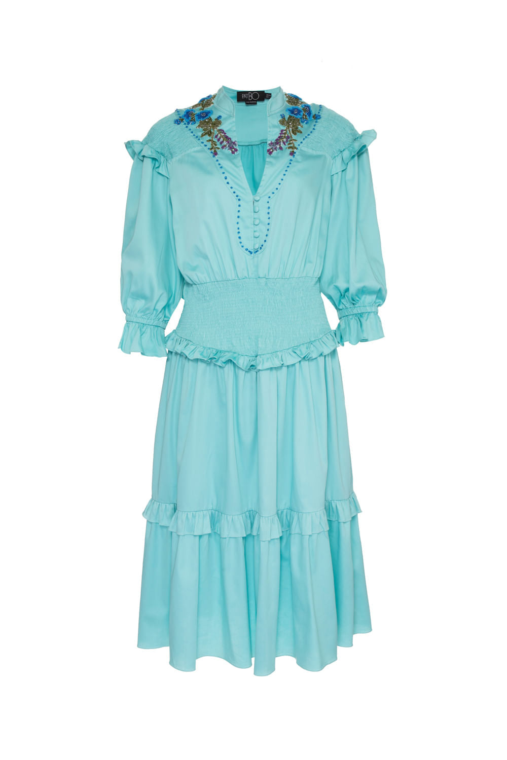 VESTIDO MÍDI LASTÉX AZUL
