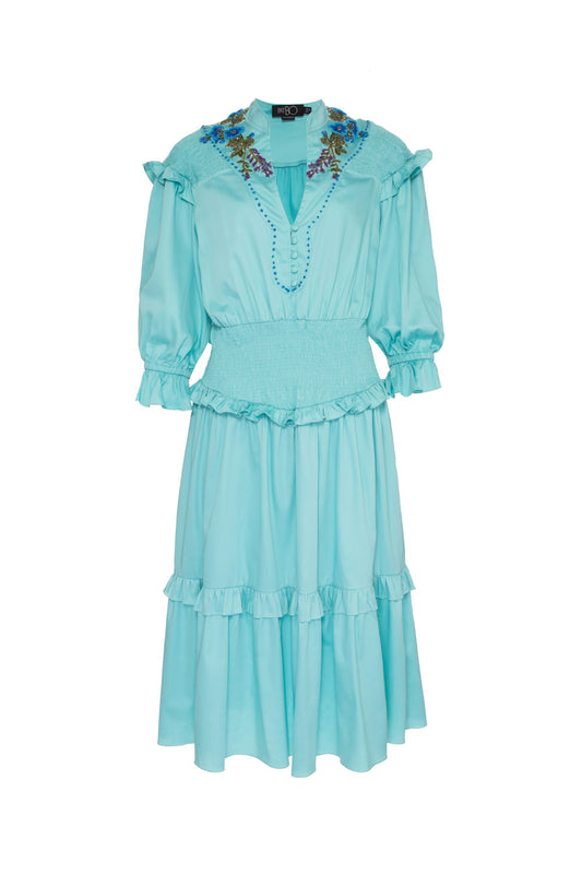 VESTIDO MÍDI LASTÉX AZUL