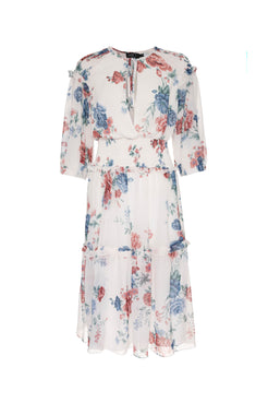 VESTIDO MÍDI FLORAL OLGA OFF WHITE