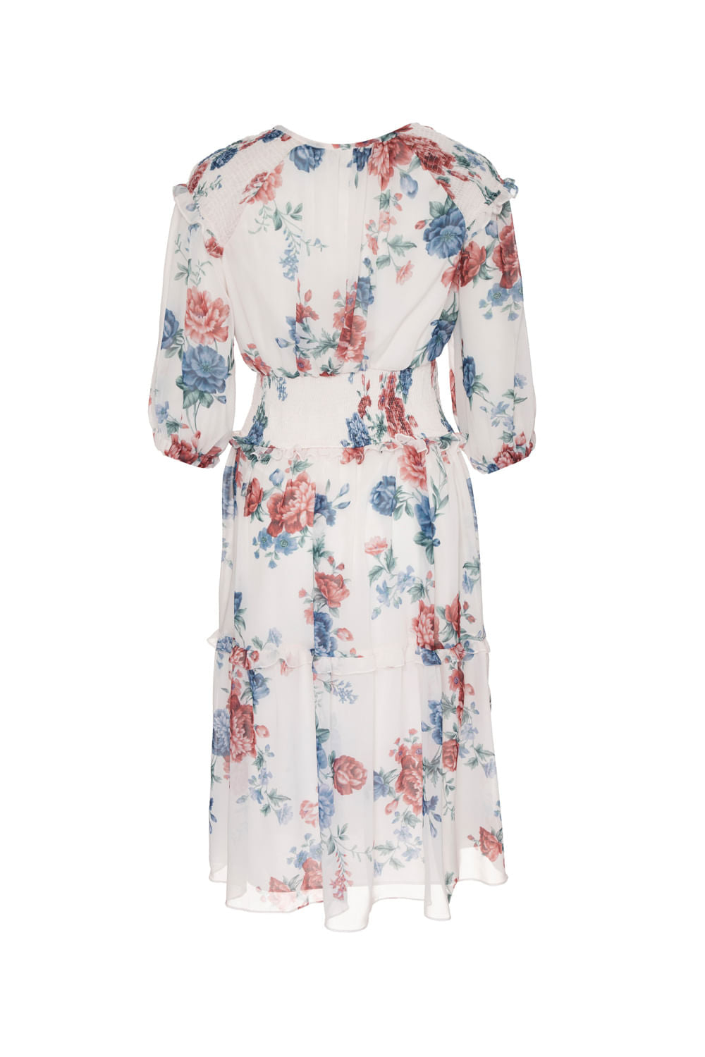 VESTIDO MÍDI FLORAL OLGA OFF WHITE
