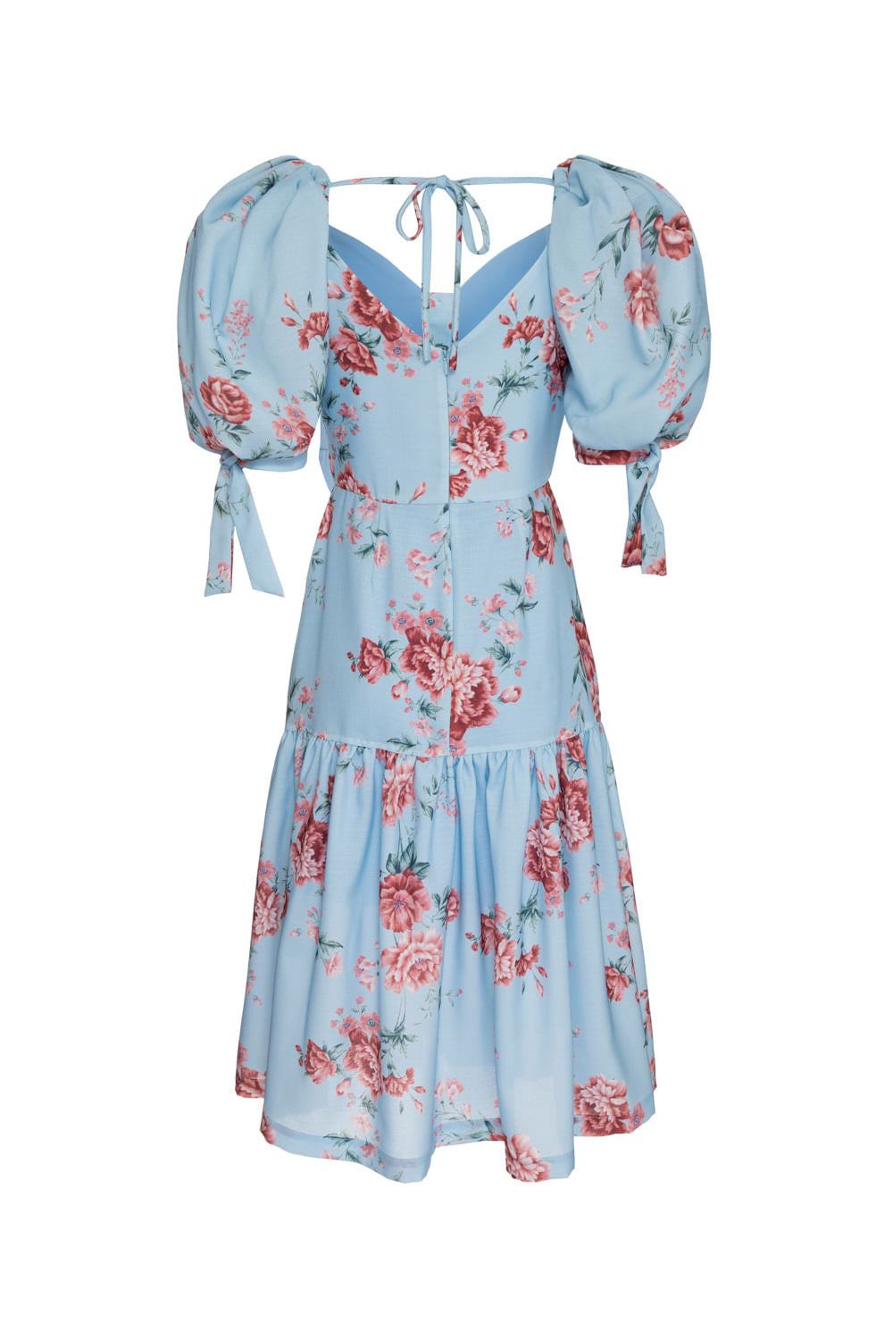 VESTIDO MÍDI BOTÕES FLORAL OLGA AZUL
