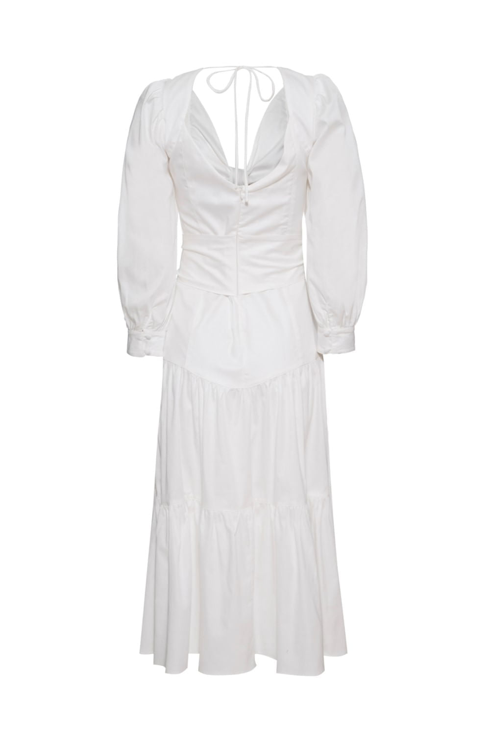 VESTIDO MÍDI AMARRAÇÕES TRICOLINE  OFF WHITE