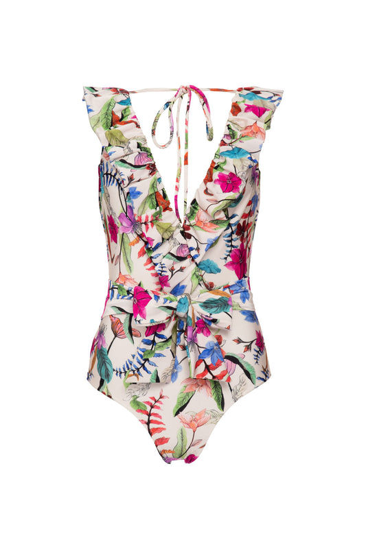 BODY BEACH COM BABADO  OFF WHITE