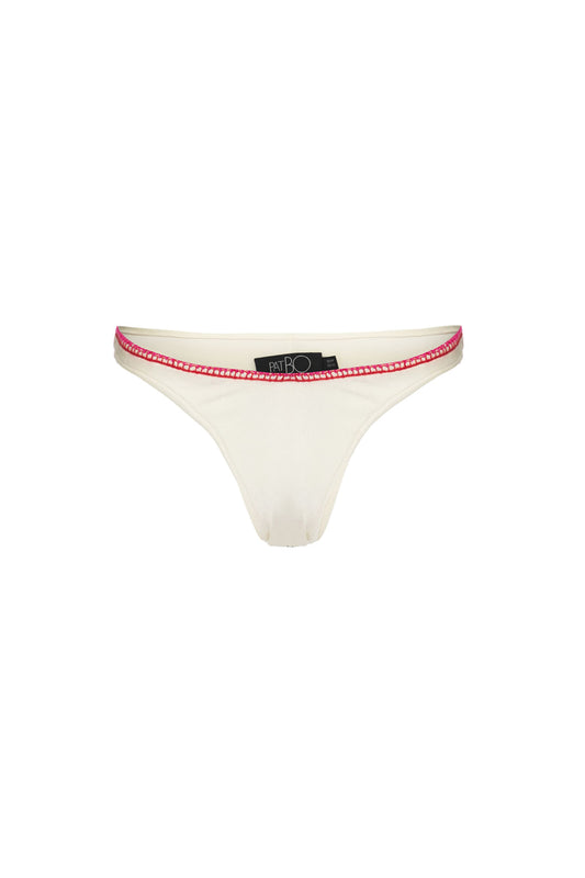 CALCINHA BIQUÍNI BORDADA LYCRA STRIPS OFF WHITE