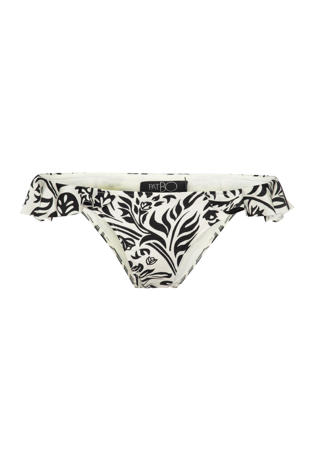 Calcinha biquíni babado tropical gráfico off white