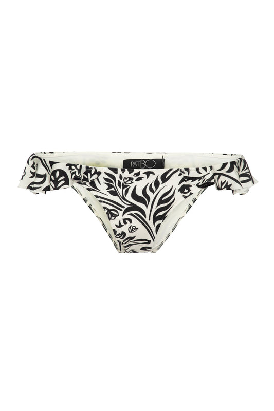 CALCINHA BIQUÍNI BABADO TROPICAL GRÁFICO OFF WHITE