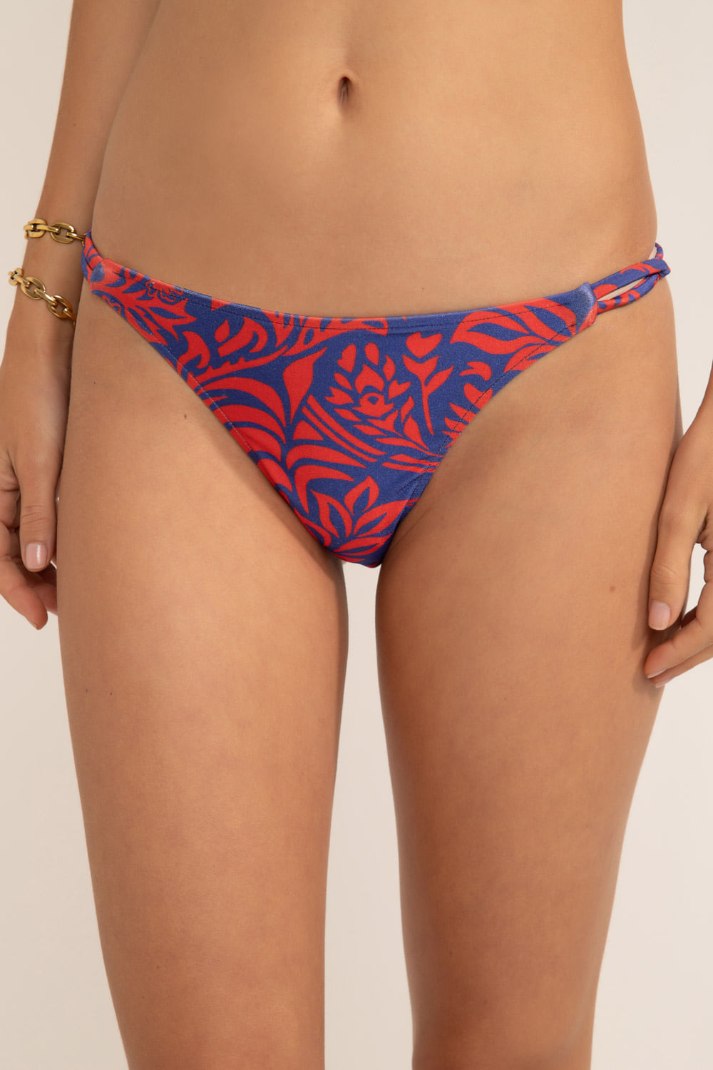 CALCINHA BIQUÍNI TROPICAL GRÁFICO AZUL