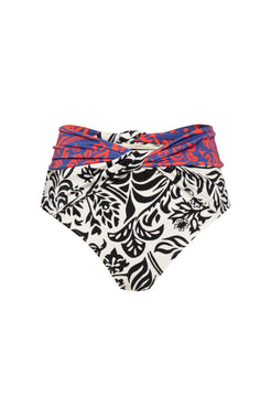 Hot pants bicolor tropical grÃ¡fico off white