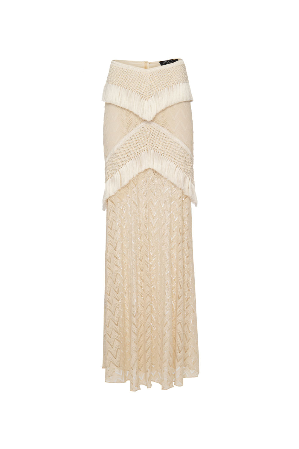 Saia longa franjas deep dive off white