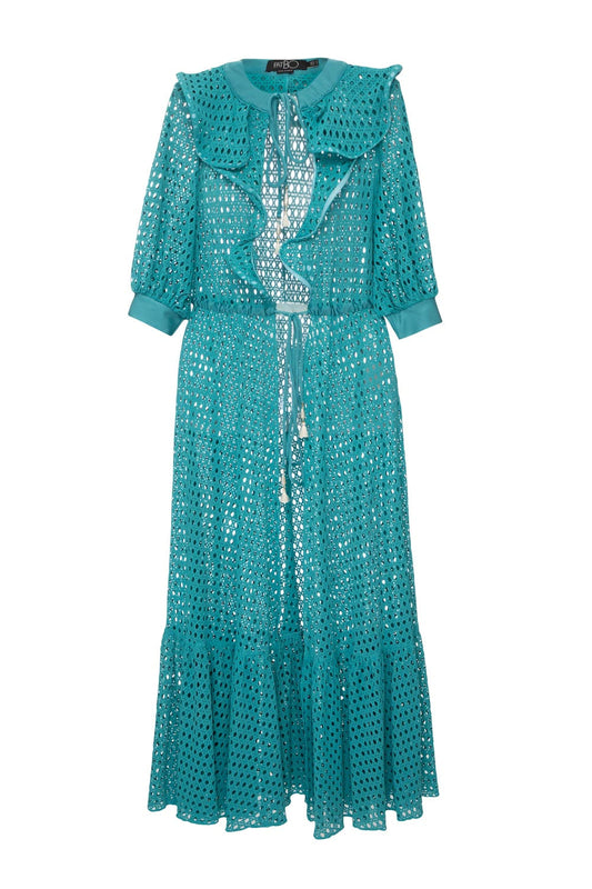 SAÍDA DE PRAIA LONGA TELA LYCRA STRIPS AZUL