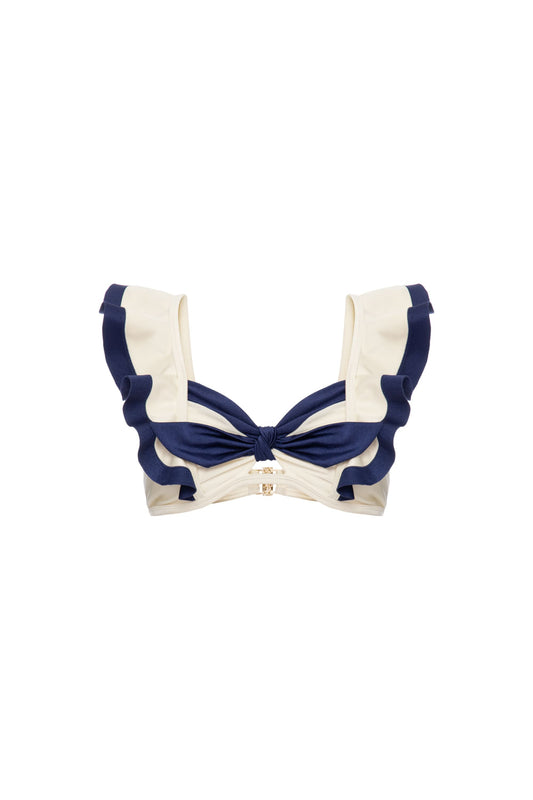 TOP BIQUÍNI NÓ LYCRA NAVY OFF WHITE