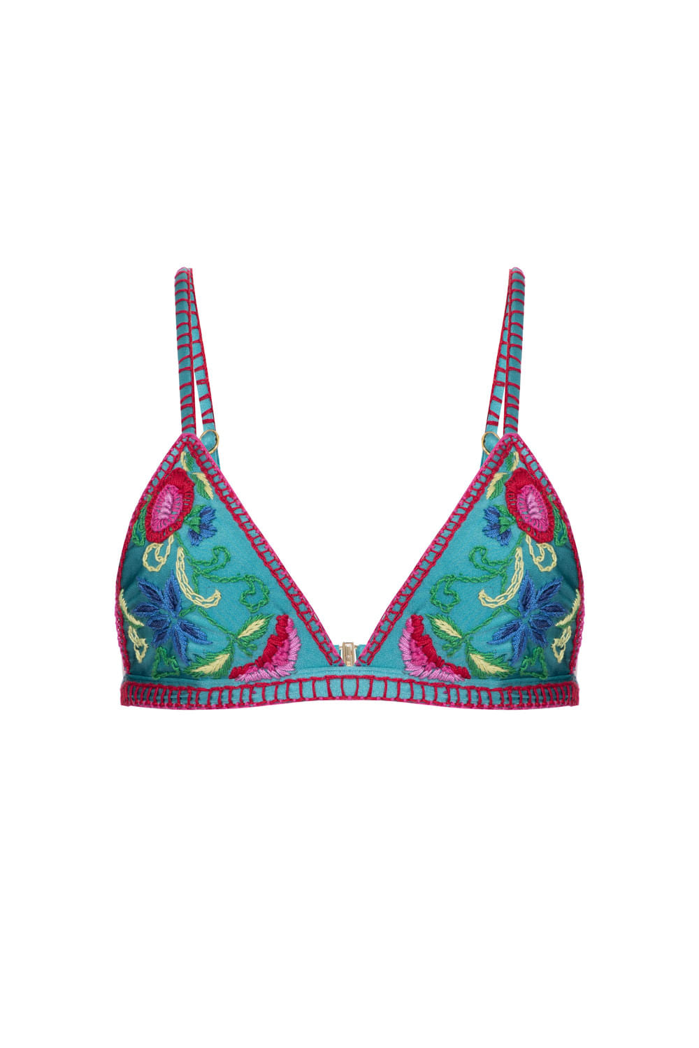 TOP BORDADO LYCRA STRIPS AZUL